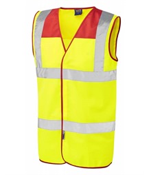 LEO WORKWEAR BRADWORTHY ISO 20471 Cl 2 Coloured Yoke Waistcoat